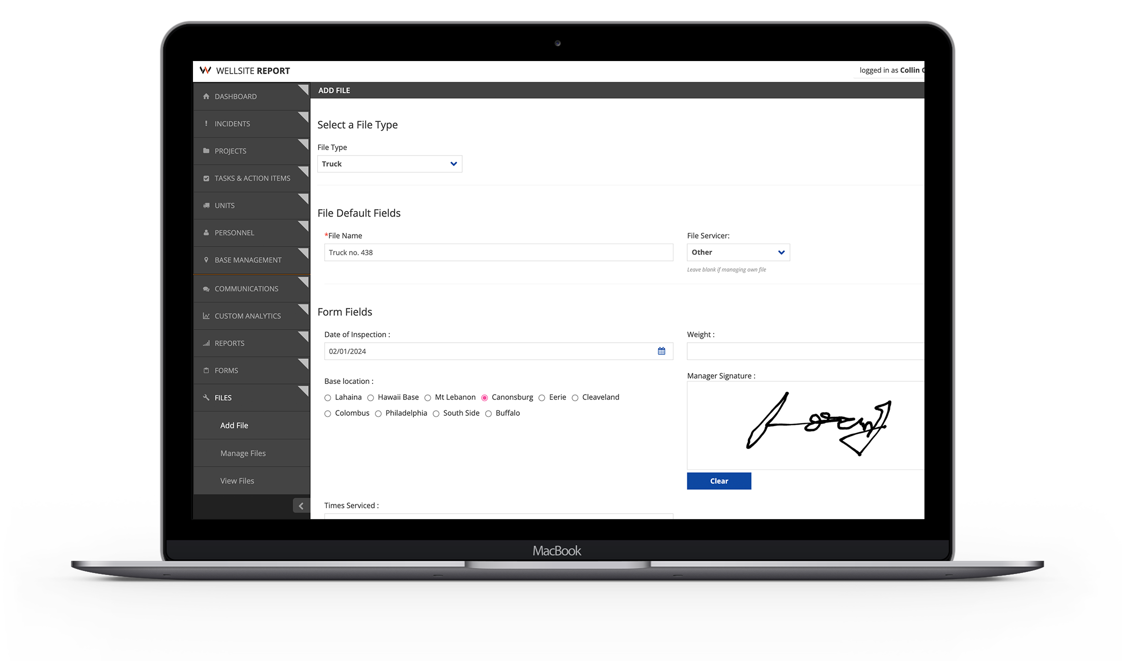File item being created in application UI File item being created in application UI
